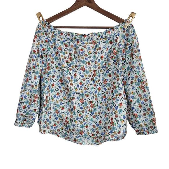 LIBERTY ART FABRICS for J. Crew Floral Off-Shoulder Blouse Size 8 - Picture 3 of 8